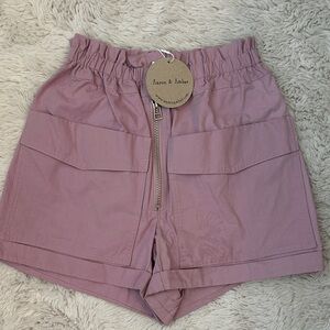 NWT Ann & Amber Sz S High Waist Mauve paper bag Shorts